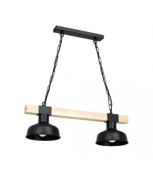 Lampa wisząca FARO BLACK / WOOD 2xE27