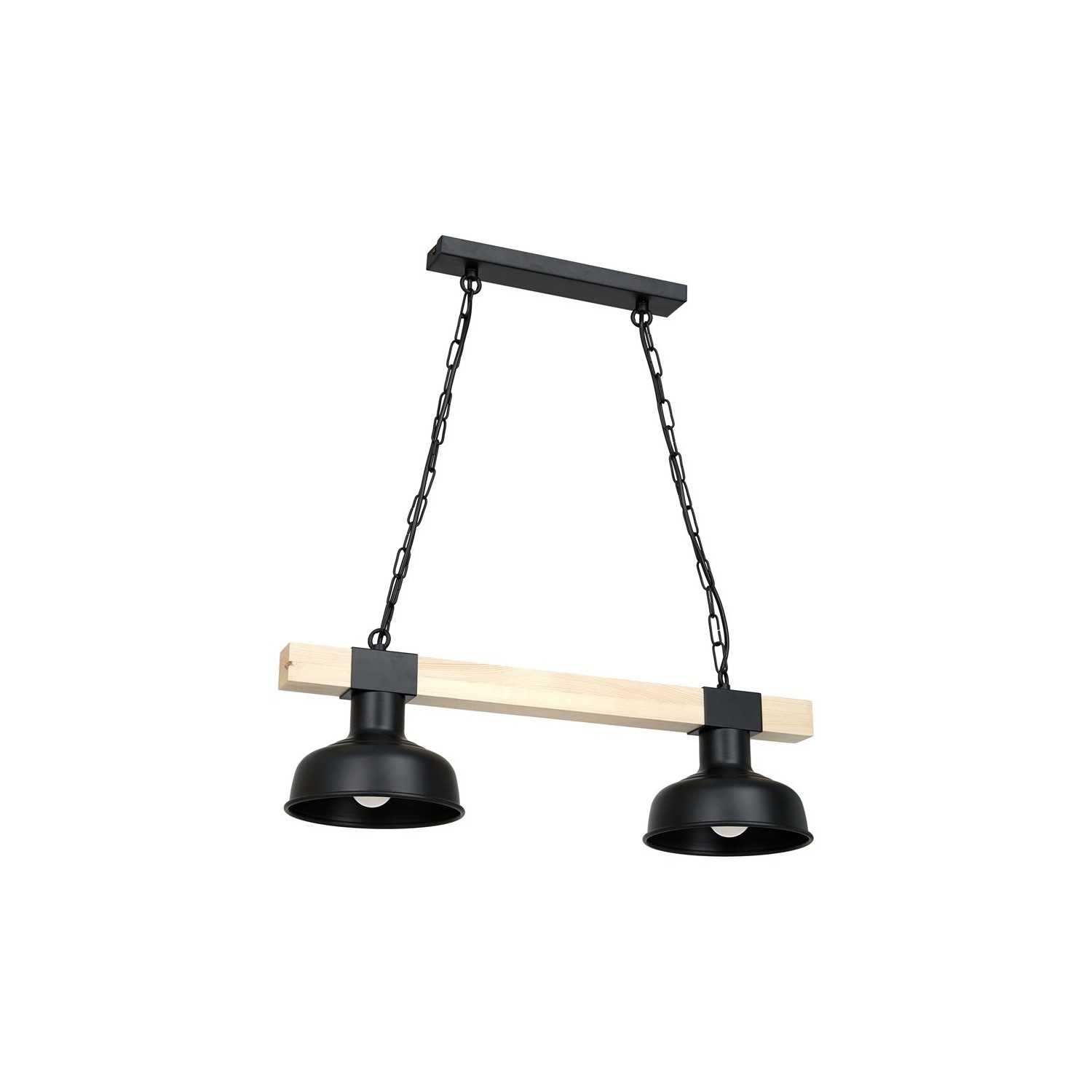 Lampa wisząca FARO BLACK / WOOD 2xE27