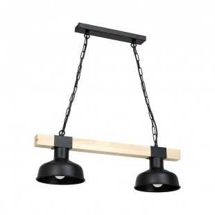 Lampa wisząca FARO BLACK / WOOD 2xE27