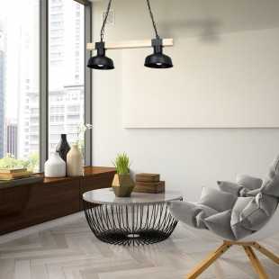 Lampa wisząca FARO BLACK / WOOD 2xE27