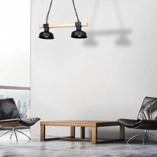Lampa wisząca FARO BLACK / WOOD 2xE27