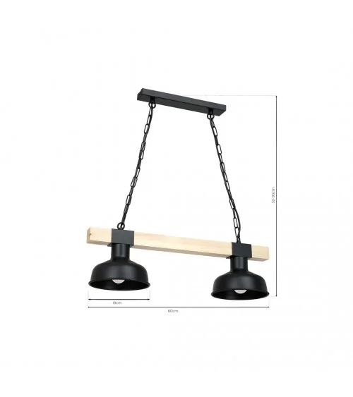 Lampa wisząca FARO BLACK / WOOD 2xE27