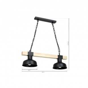 Lampa wisząca FARO BLACK / WOOD 2xE27