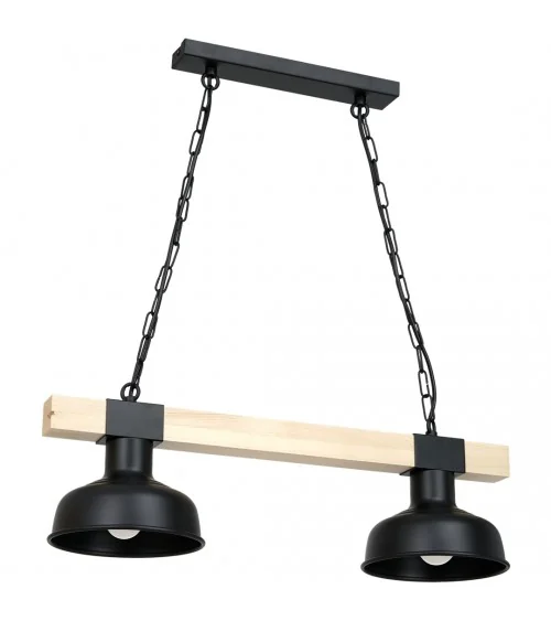 Lampa wisząca FARO BLACK / WOOD 2xE27
