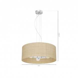 Lampa wisząca MARSHALL WHITE / RATTAN 3xE27 50cm