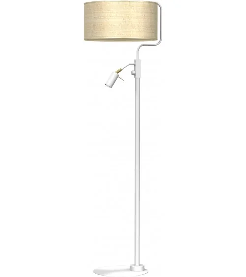 Lampa podłogowa MARSHALL WHITE / RATTAN 1xE27 + 1x mini GU10