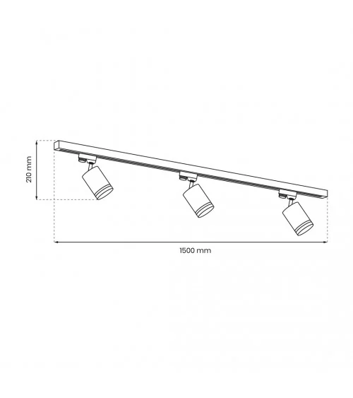 Zestaw Szynoprzewód 3xPipe Ring GU10 + Prowadnica 1,5m - Czarny