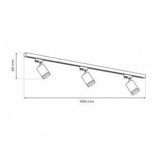 Zestaw Szynoprzewód 3xPipe Ring GU10 + Prowadnica 1,5m - Czarny