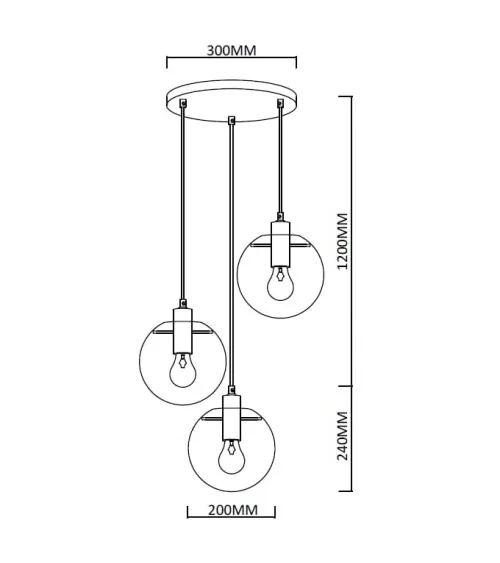 Puerto 3 lampa wisząca czarna LP-004/3P BK