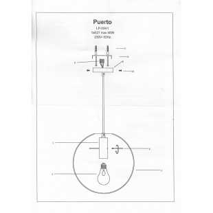 Puerto lampa wisząca mała czarna LP-004/1P S BK