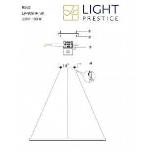 Ring lampa wisząca duża czarna 3000K LP-909/1P L BK