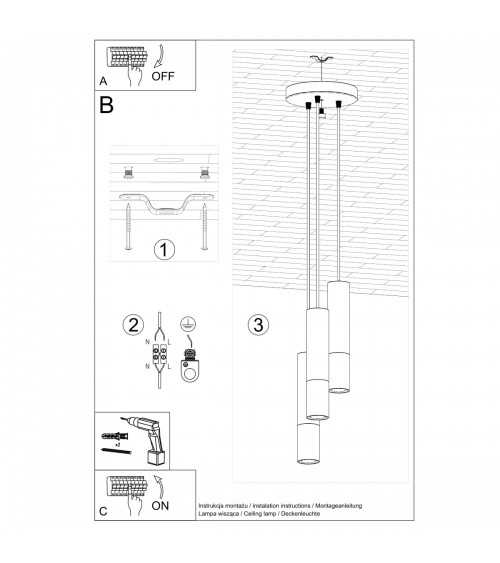 Lampa wisząca LOOPEZ 3P czarny/chrom