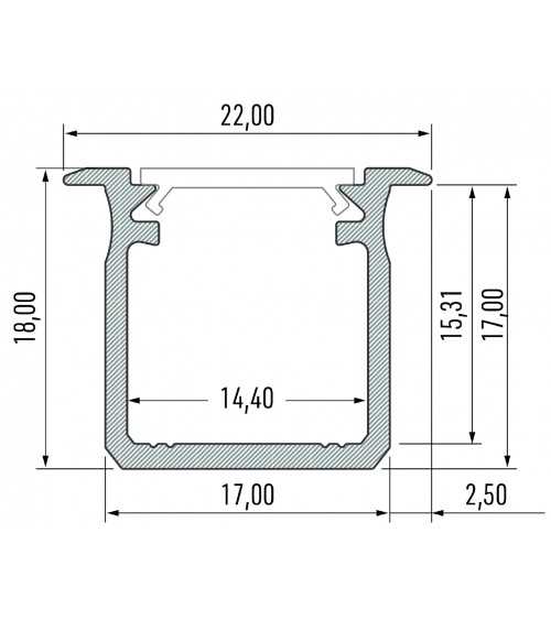 PROFIL ALUMINiOWY SREBRNY TYP G 2m + KLOSZ MLECZNY