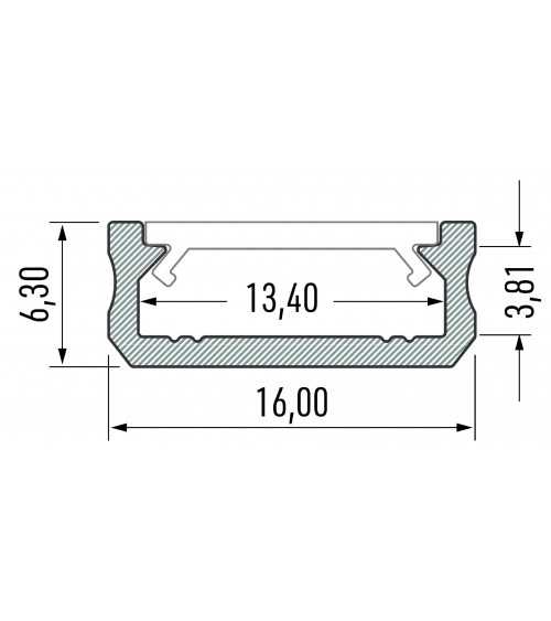 PROFIL ALUMINIOWY SREBRNY TYP D 2m + KLOSZ MLECZNY