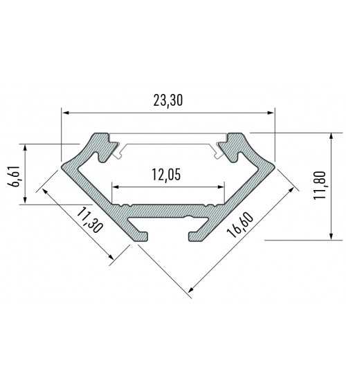 PROFIL ALUMINIOWY NAROŻNY SREBRNY TYP C 1m + KLOSZ MLECZNY