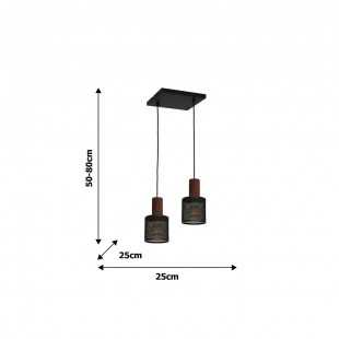 Lampa Wisząca ARES BLACK 2xE27