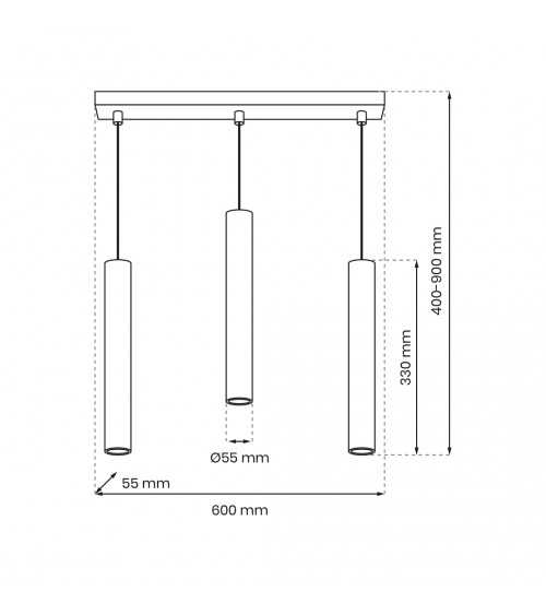 Lampa wisząca HUDSON BLACK 3xGU10