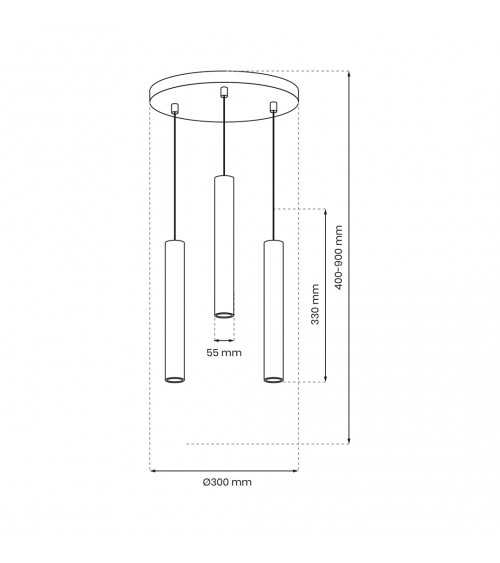 Lampa wisząca HUDSON BLACK 3xGU10