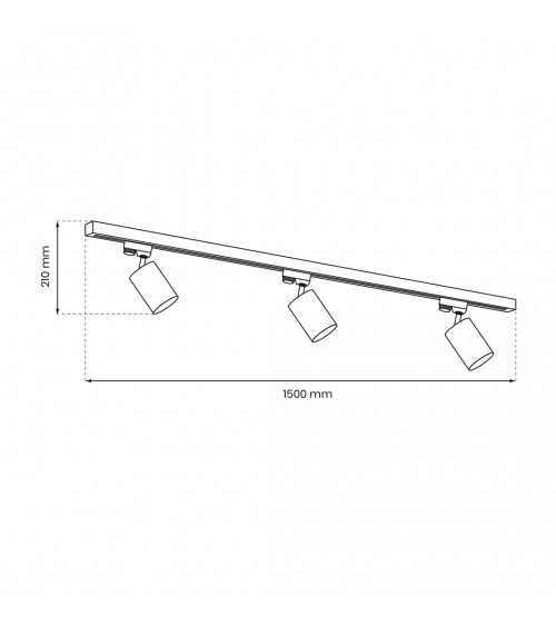 Zestaw Szynoprzewód 3xPipe GU10 + Prowadnica 1,5m - Czarny