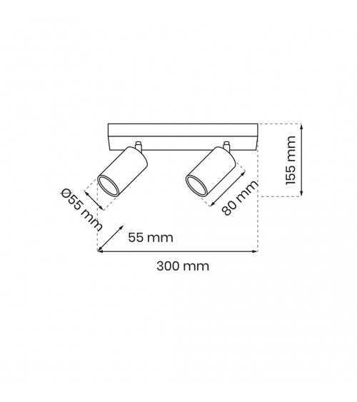 Lampa sufitowa HUDSON BLACK 2xGU10