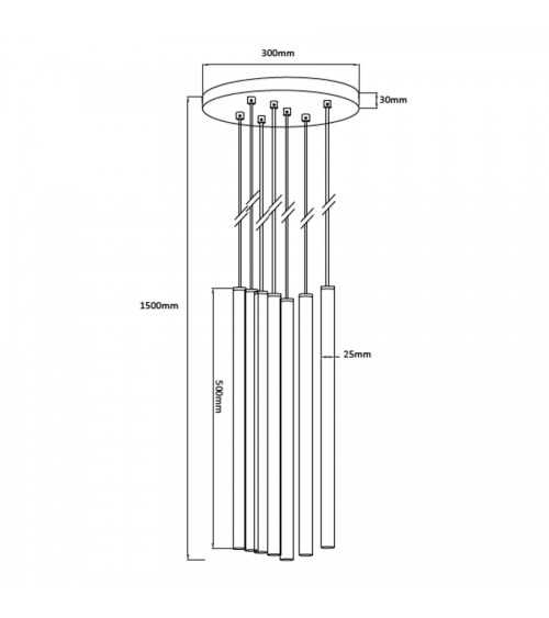 Lungo 7 czarna lampa wisząca LP-894/7P BK