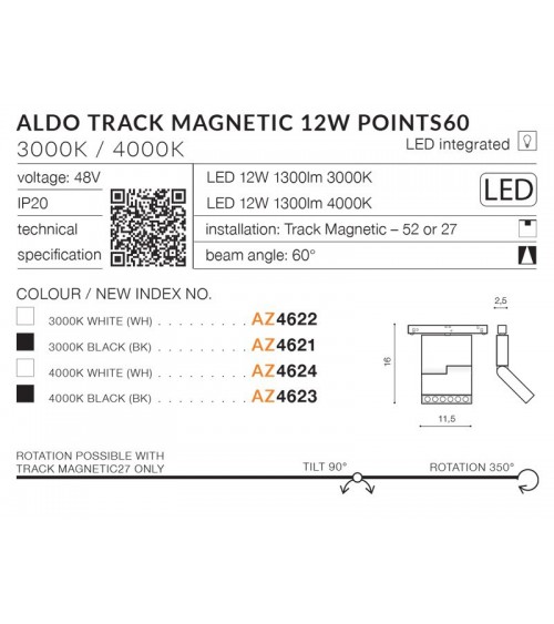 ALDO TRACK MAGNETIC 12W POINTS 60