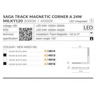 SAGA 30 TRACK MAGNETIC CORNER A  24W MILKY 120