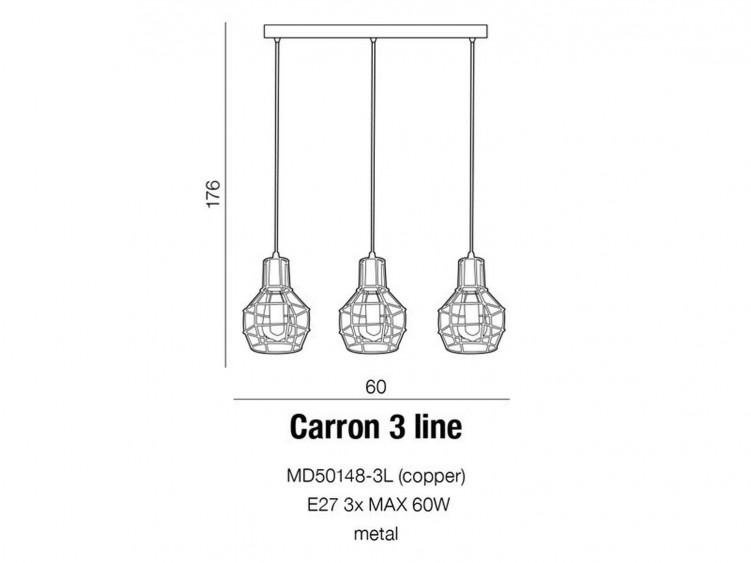 Carron 3 line lampa wisząca AZzardo