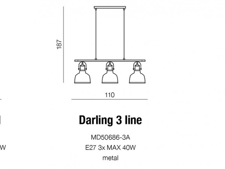 Darling 3 line black lampa wisząca AZzardo