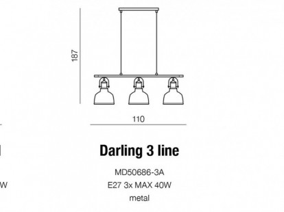 Darling 3 line black lampa wisząca AZzardo