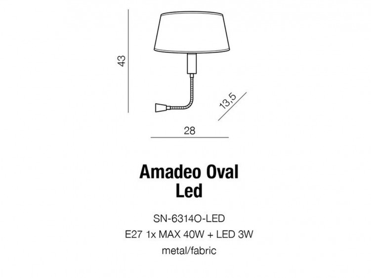 Amadeo oval white + 3W LED kinkiet AZzardo