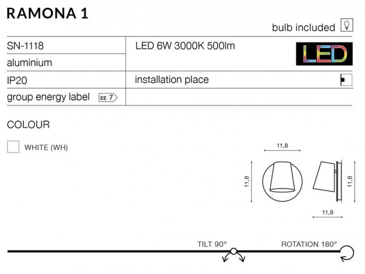 Ramona 1 switch kinkiet AZzardo