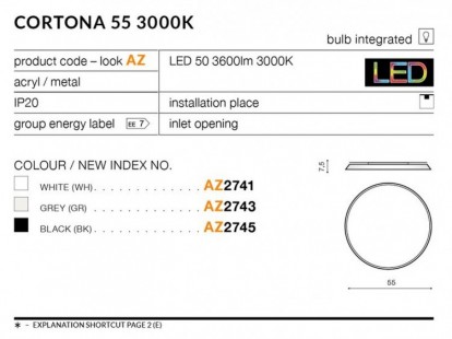 Cortona 55 lampa sufitowa Biały 4000K AZzardo