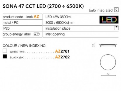 Sona 47 cct lampa sufitowa AZzardo