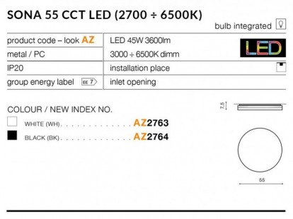 Sona 55 cct lampa sufitowa AZzardo