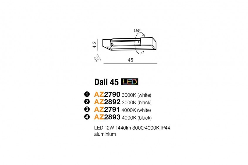 Dali 45 kinkiet AZzardo Biały 3000K