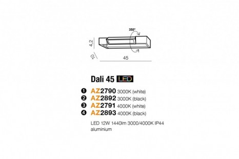 Dali 45 kinkiet AZzardo Biały 3000K