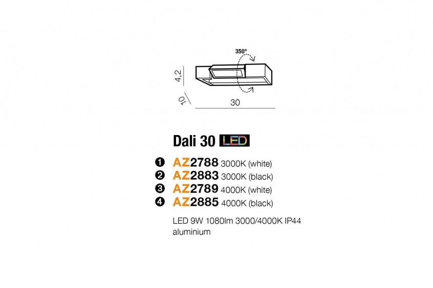 Dali 30 kinkiet Czarny 3000K AZzardo