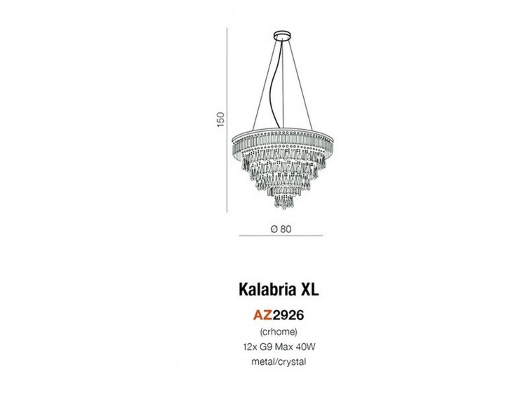 Kalabria XL Pendant lampa wisząca AZzardo Chrom / kryształ