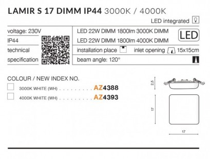 Lamir S17 DIMM IP44 oczko sufitowe Azzardo