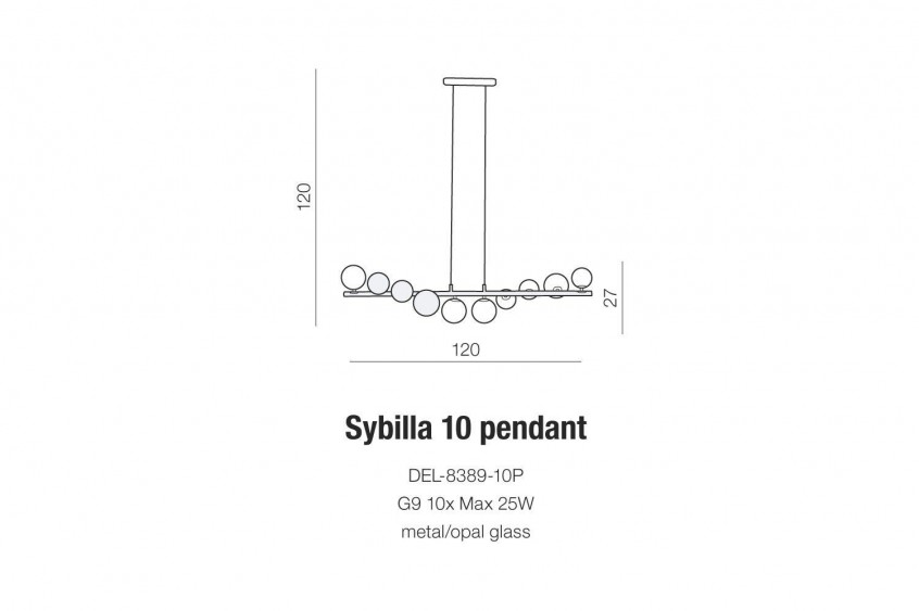 Sybilla 10 pendant lampa wisząca AZzardo Czarny