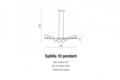 Sybilla 10 pendant lampa wisząca AZzardo Czarny