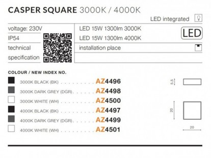 Casper square  IP54 lampa zewnętrzna Antracyt 4000k AZzardo