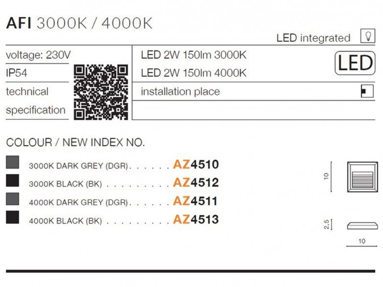 Afi IP54 lampa zewnętrzna AZzardo Antracyt