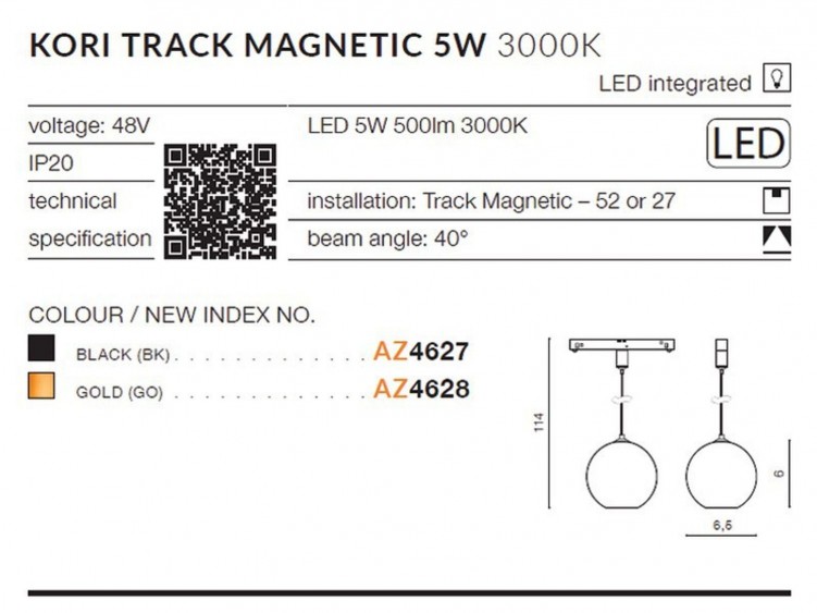 Alfa KORI TRACK MAGNETIC 5W Czarny