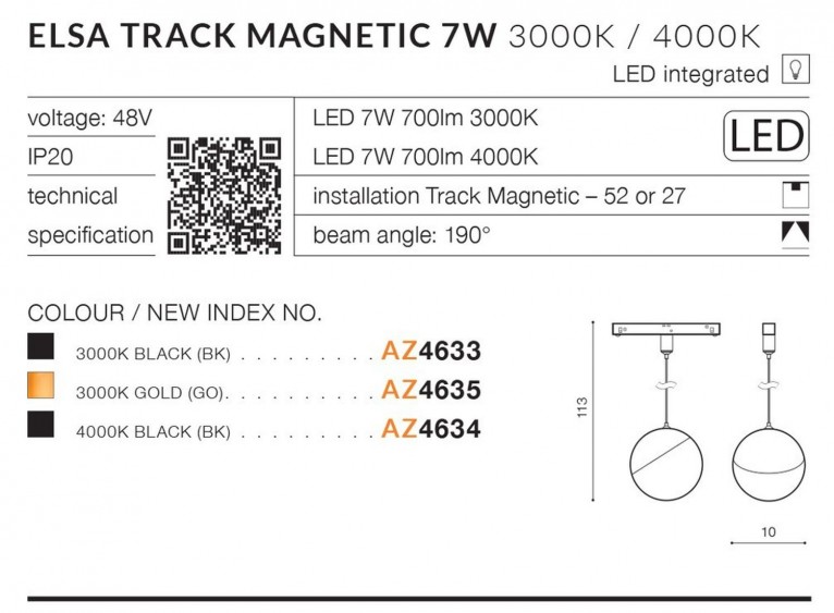 Alfa ELSA TRACK MAGNETIC 7W Czarny