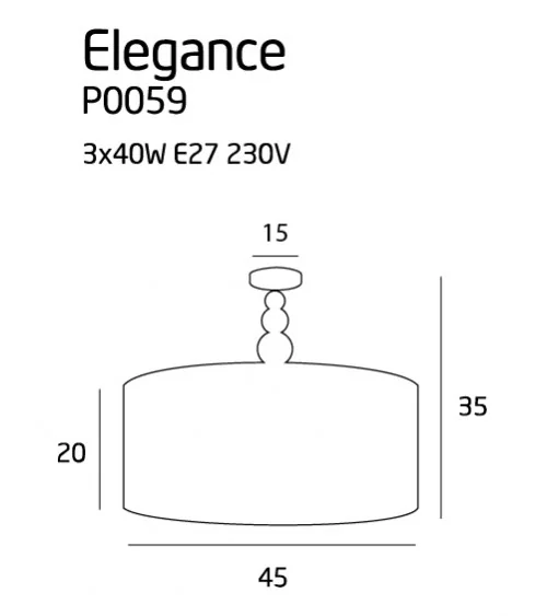 LAMPA SUFITOWA ELEGANCE 45 cm  MAXLIGHT