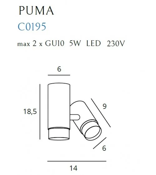 LAMPA SUFITOWA PUMA 1 GU10  MAXLIGHT