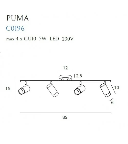 LAMPA SUFITOWA PUMA 4 GU10  MAXLIGHT