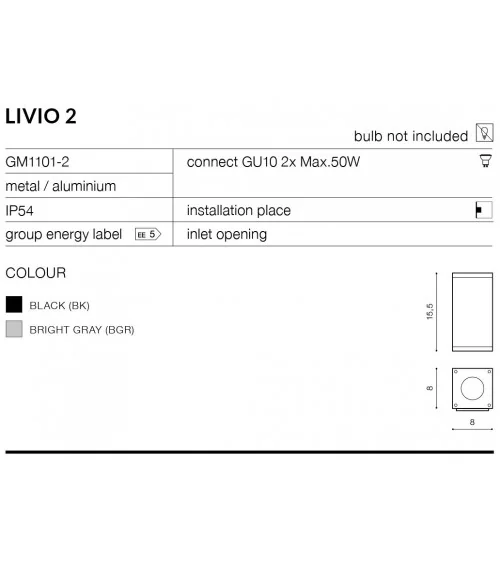 Lampa zewnętrzna Livio 2 BGR